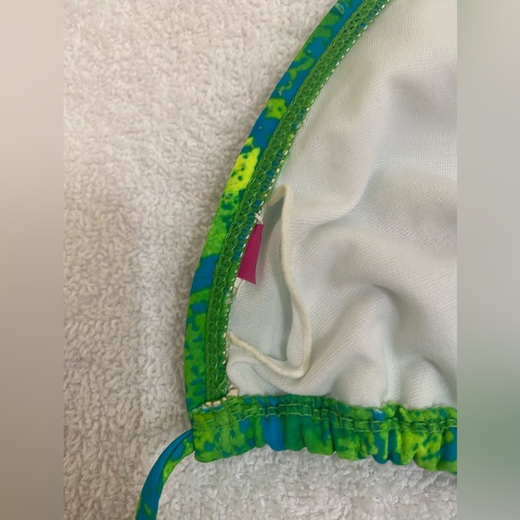 OP Blue and Green Snake Print String Halter Bikini Top - Picture 8 of 11